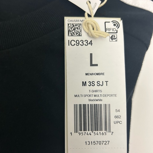 Adidas Men's Stripes Black T-shirt Size L - Picture 6 of 8